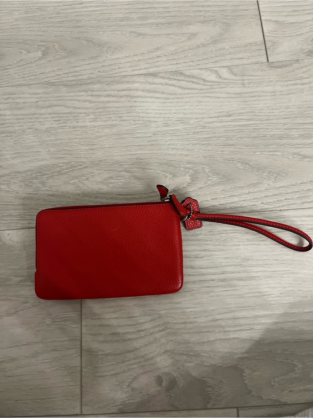 Coach Red Leather Wristlet with Silver Logo - Picture 5 of 5